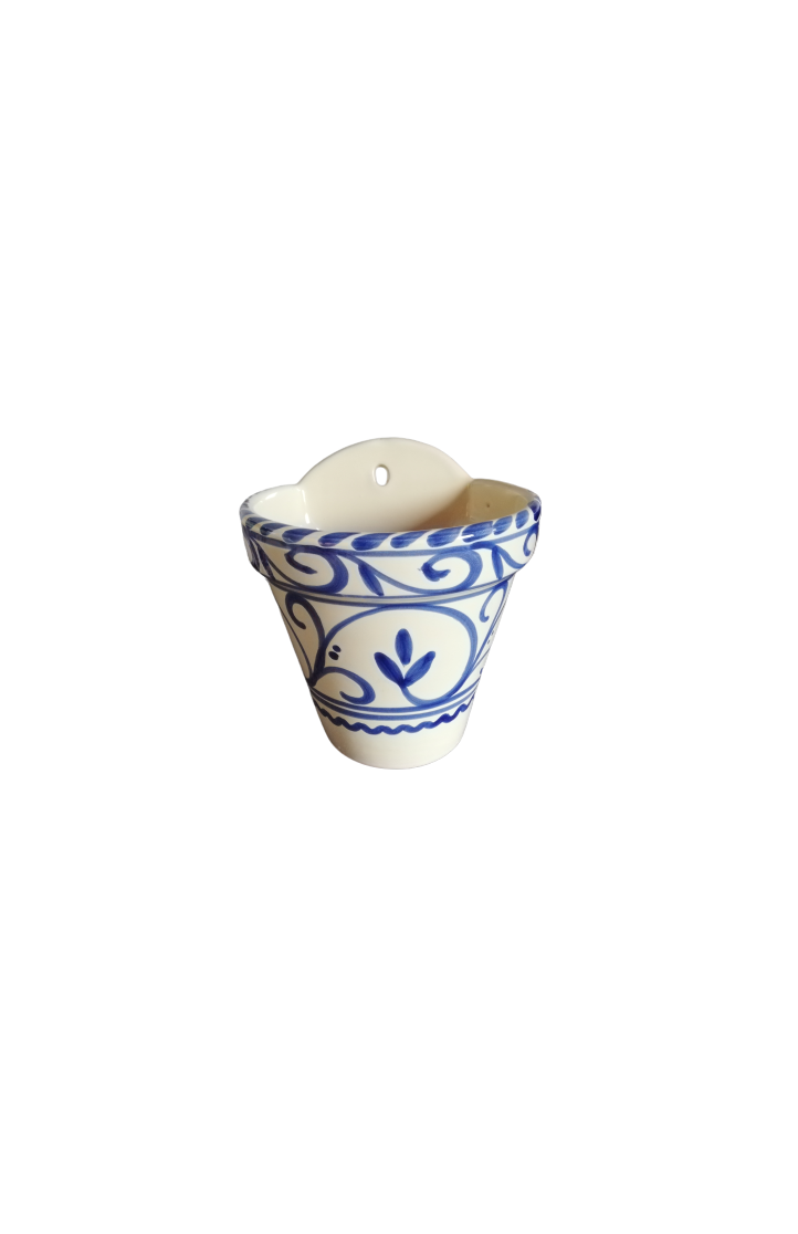 Vægkrukke 25 cm blå og hvid keramik model Maite